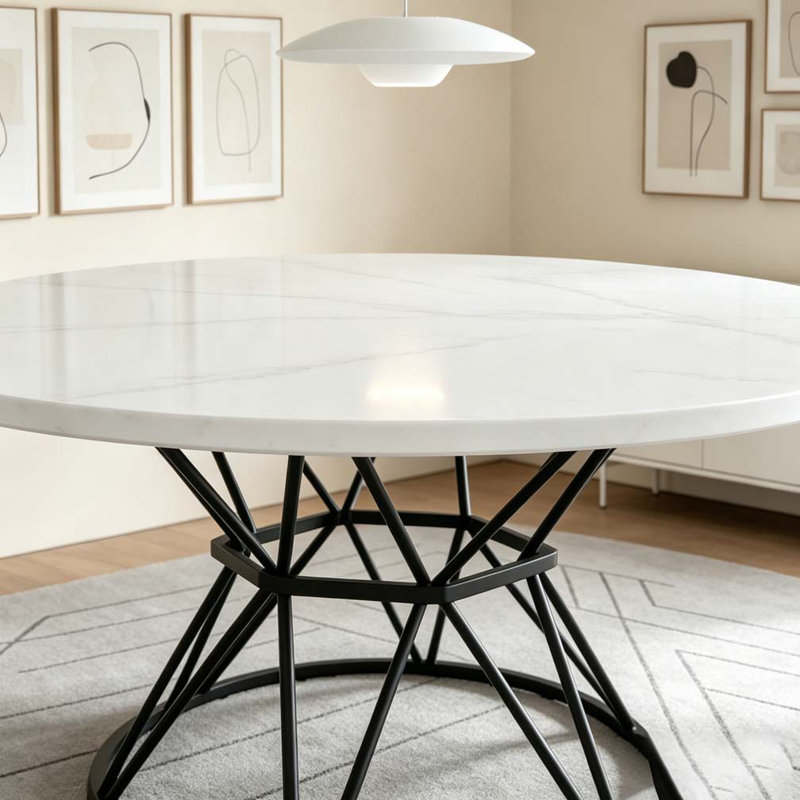 47.3" Dining Table, White+Black