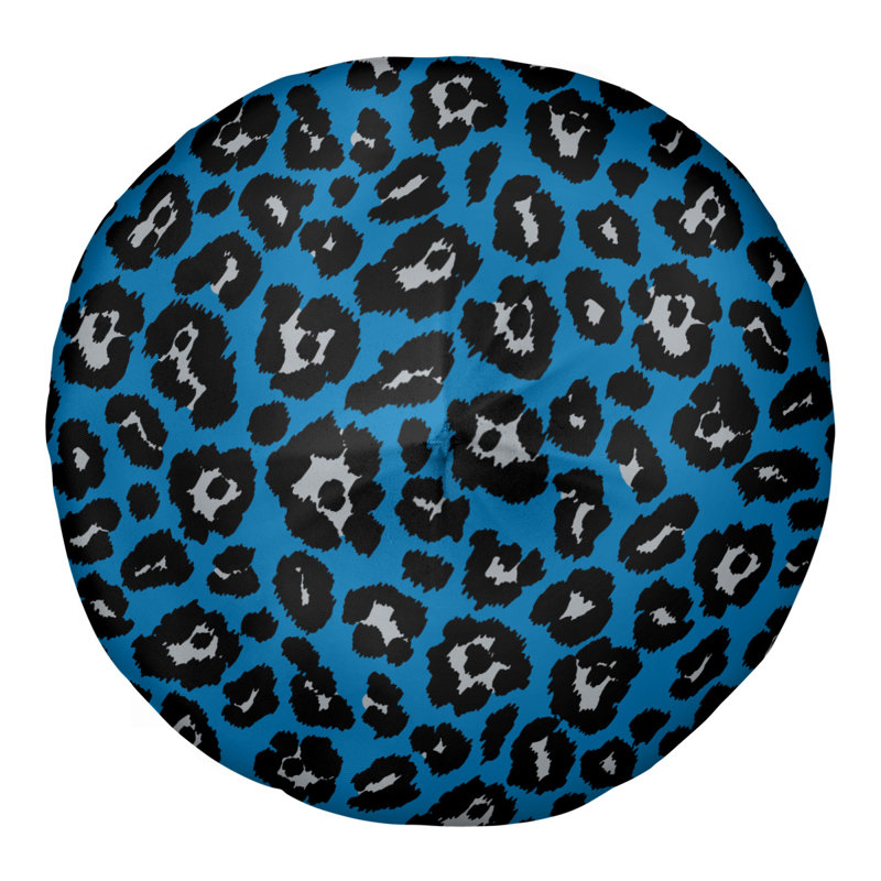 Housse et insert de coussin touffeté rond, H 30 po x l 30 po x P 4 po, Bleu / Noir / Gris