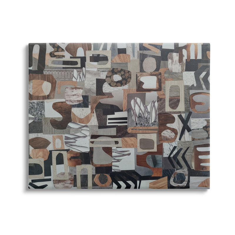 «Contemporary Earth Tones Shapes Collage» par Coco Good - peinture sur toile tendue, H 16 po x l 20 po x P 1,5 po