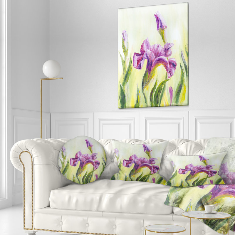 Coussin décoratif à imprimé floral Dancing Irises, Rectangle, 12 po x 20 po