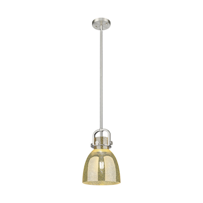 Luminaire suspendu sur tige 1 lumière Wimbush, Grainé, Nickel satiné, H 9,63 po x l 8 po x P 8 po