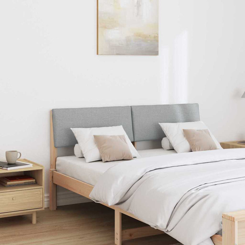 Solid Wood Headboard, Brown, EU Double - 140 x 200 cm, Light Grey