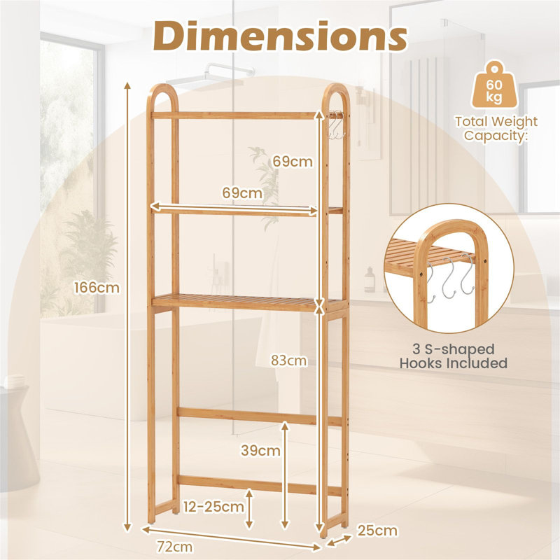 Bamboo Freestanding Over The Toilet Storage