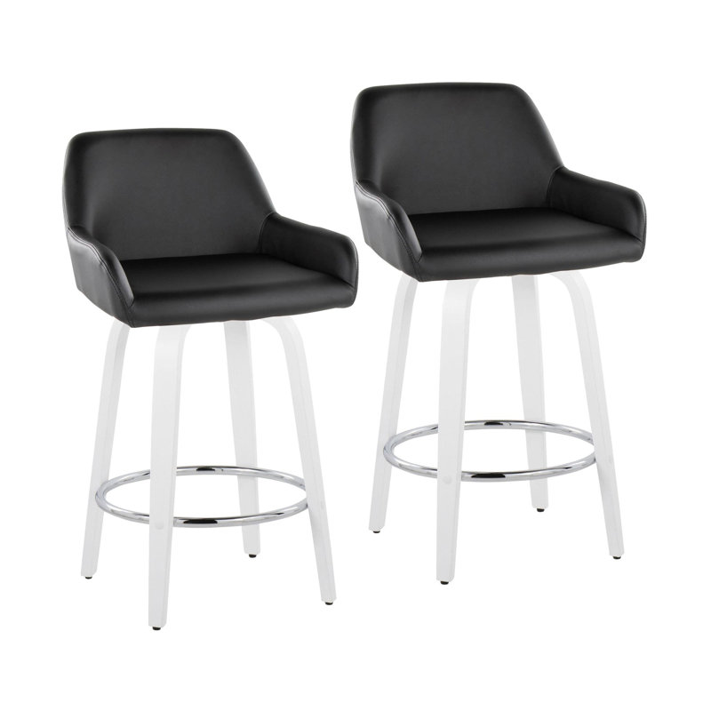 Daniella 26" Fixed-Height Counter Stool - Set Of 2, Black