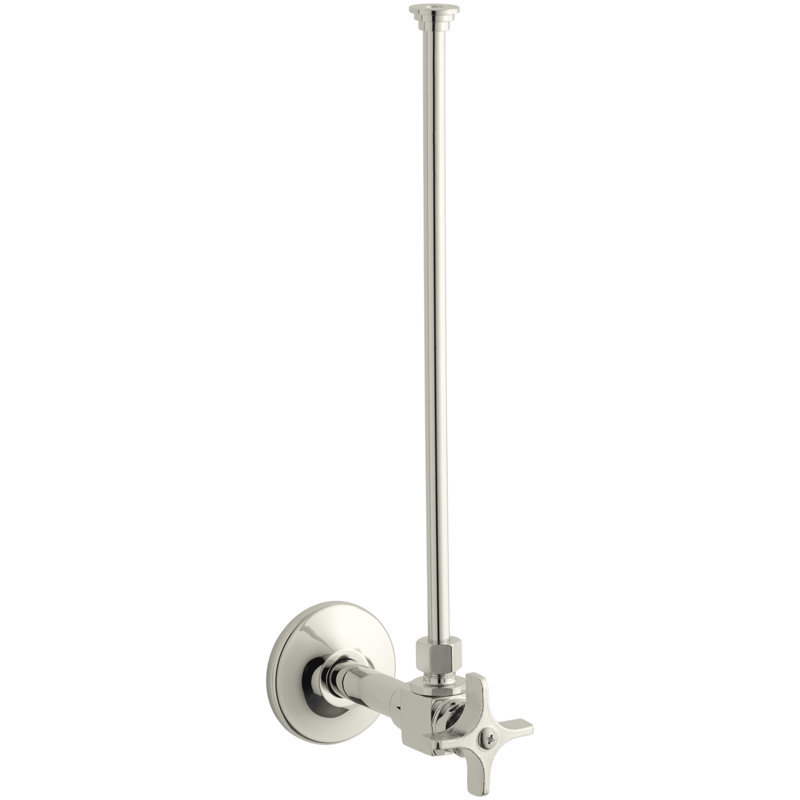 Alimentation NPT avec arrêt et tube vertical recuit, Nickel poli éclatant