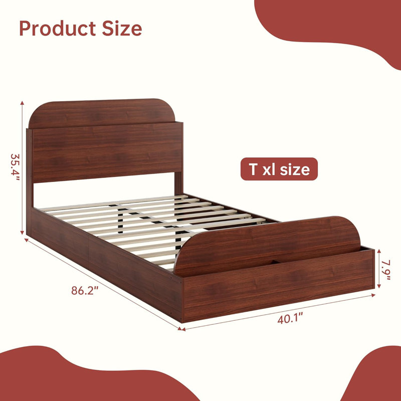 Solid Wood Platform Bed Frame, Twin XL Size/Espresso