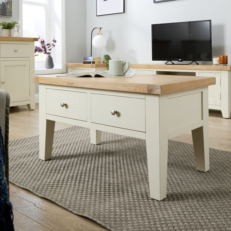 Cooksey Four Leg Coffee Table with Storage, White