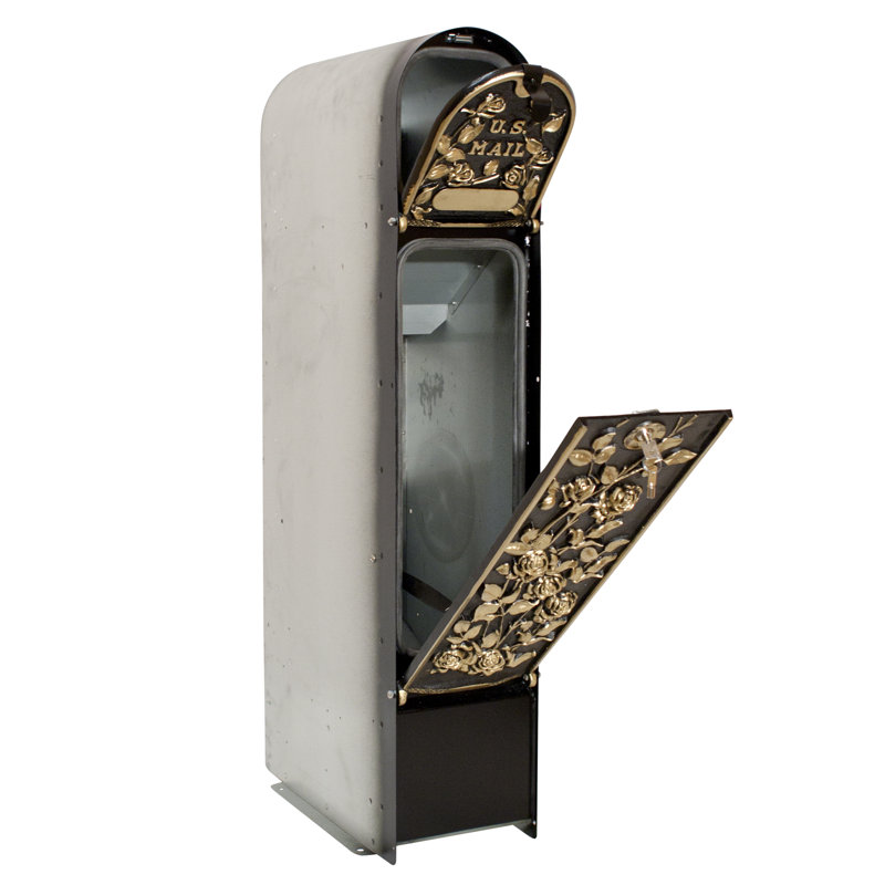 Morning Rose Black and Gold Locking Steel Mailbox