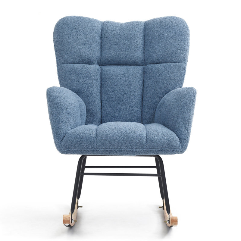 Chaise berçante ergonomique avec revêtement bleu pour le bien-être au bureau Siège rembourré en mousse, Bleu