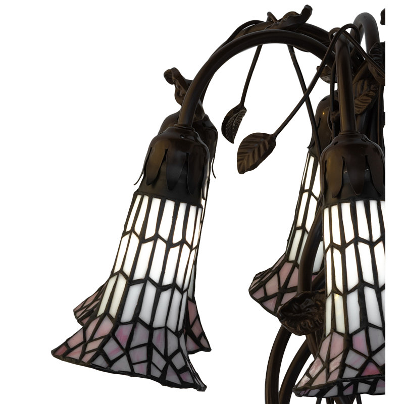 19" Black Table Lamp, Beige/Pink
