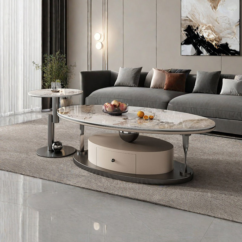 Table basse ovale légère et luxueuse, H 15,7 po x L 47,2 po x l 27,6 po