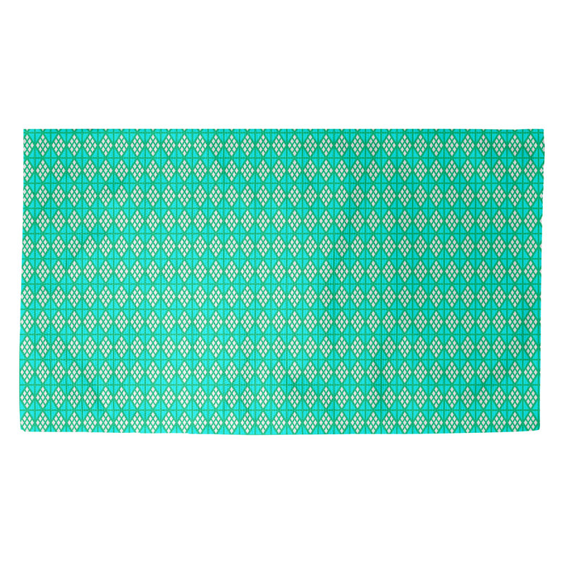 Tapis de porte intérieur diamants Avicia, Rectangle 2 pi 1 1/2 po x 3 pi 6 po, Turquoise / vert