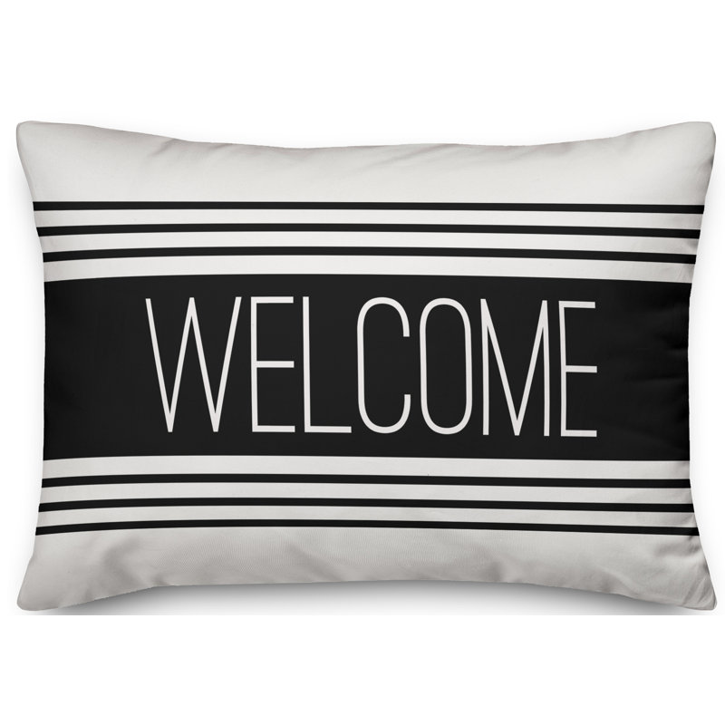  Coussin lombaire intérieur / extérieur Welcome Farmhouse, Noir