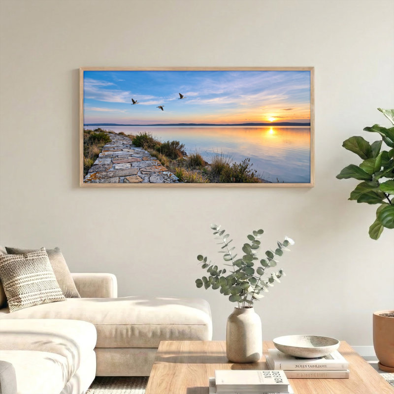 Ensemble de 1 tableau sur toile « Chemin du coucher du soleil », 48“W x 24”H, Natural