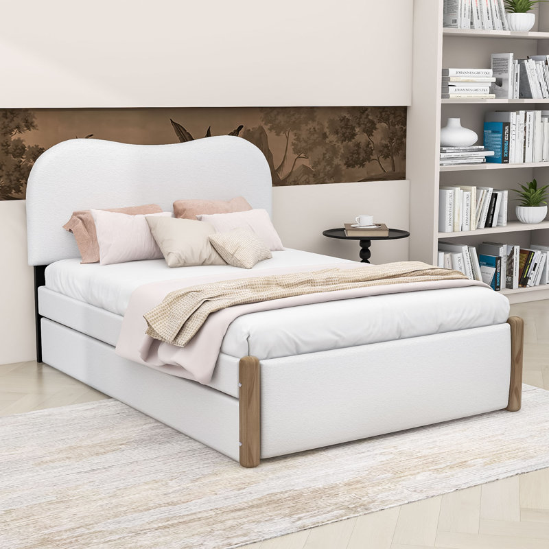 Lit plateforme tapissier Prindle, Double, Blanc
