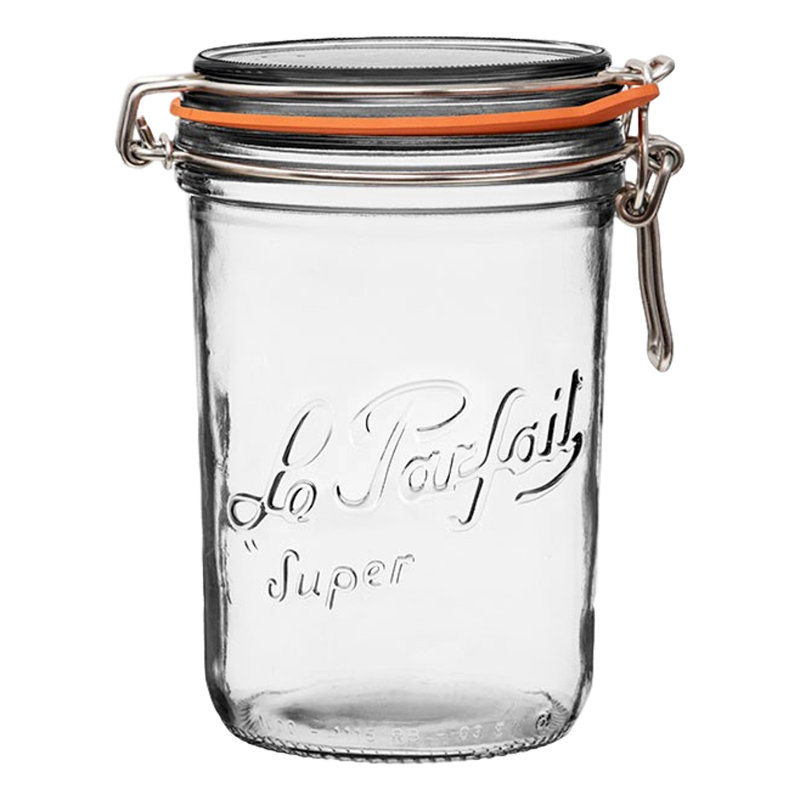 Ensemble 4 pièces de pots de rangement en verre français direct Super Terrine, 1000 ml (32 oz liq.)