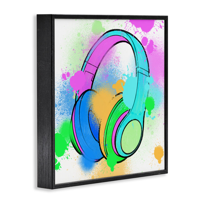 Casque d'éclaboussures de musique éclaboussé, art de la giclée par Marcus Prime, H 12 po x l 12 po
