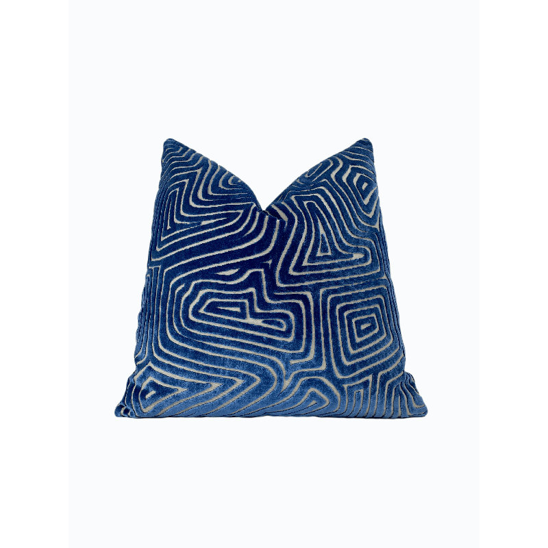 Housse de coussin en velours Maze, H 22 po x l 22 po, Géométrique or