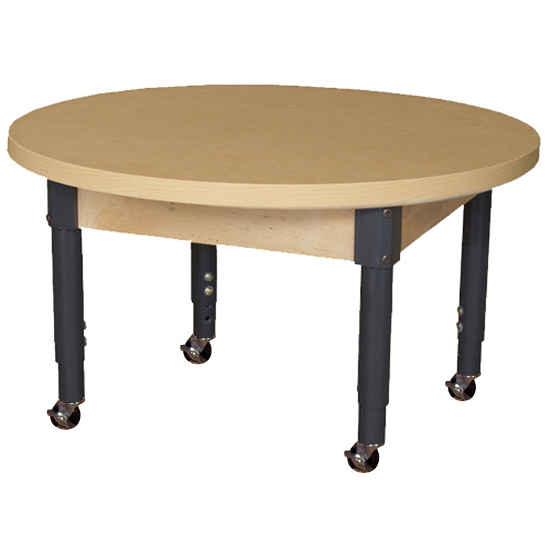 Table d'activité circulaire à hauteur ajustable, L 36 po x l 36 po, Oui, 14 po à 19 po