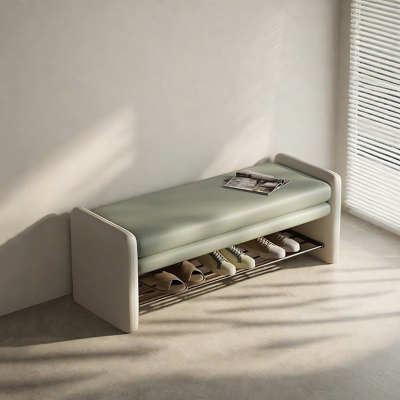 Tabouret à langer avec rangement 39,4 po, Vert / Beige