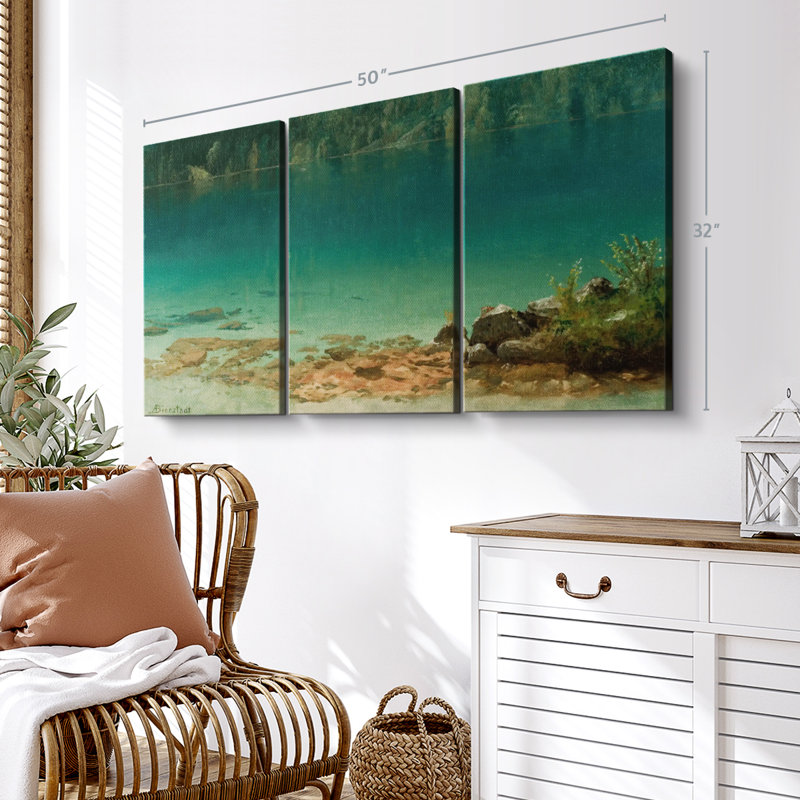 «Lake Scene» sur, H 32 po x l 50 po