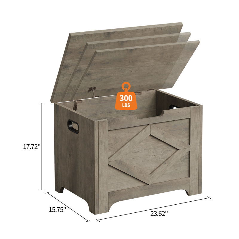 Coffre de rangement de 23,6 po, banc de rangement en bois avec charnière de sécurité, assemblage facile, grand coffre à jouets pour l'entrée, le salon, la chambre à coucher
