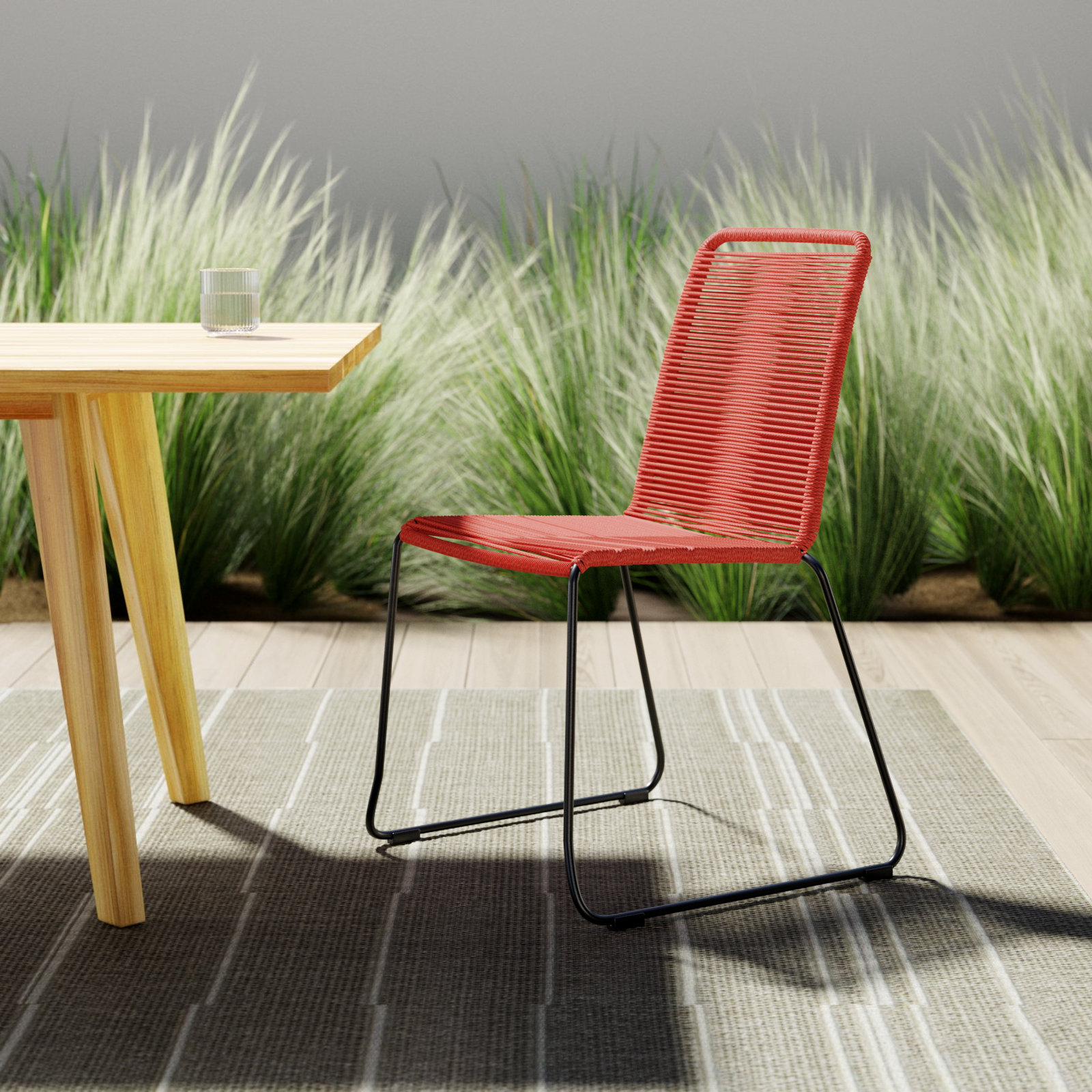 Camberlynn Stackable Patio Side Chair, Brick Red