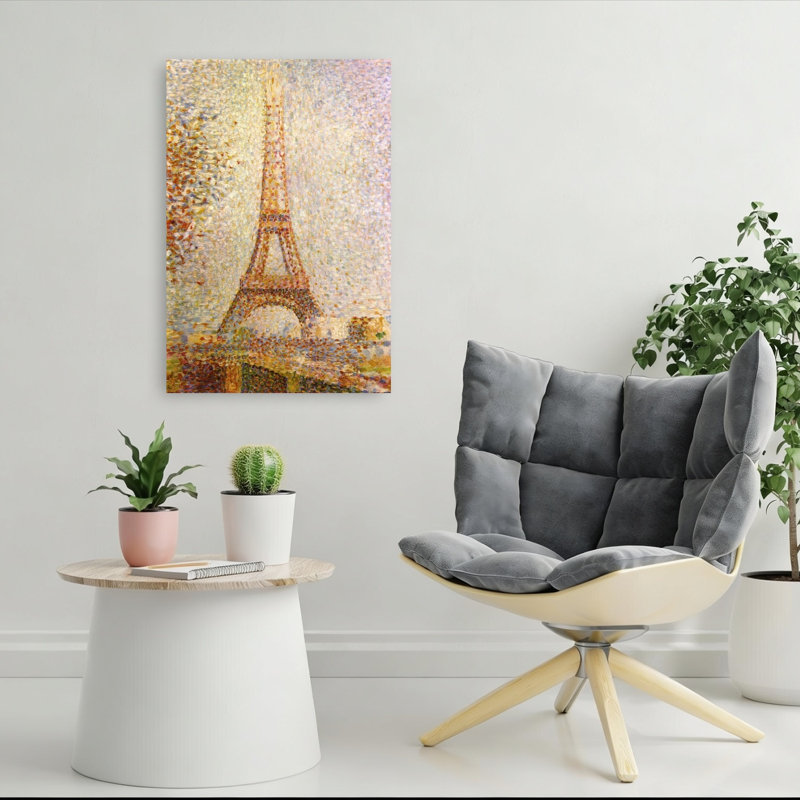 Eiffel Tower Classic Modern Traditional Architecture City Wall Art Print by Georges Seurat - Wrapped Canvas Print
