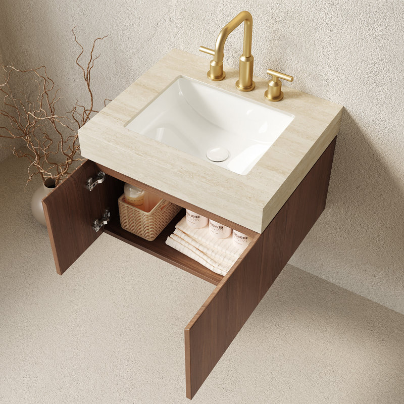 Meuble-lavabo 24 po, Chêne brun, Beige, 8 po