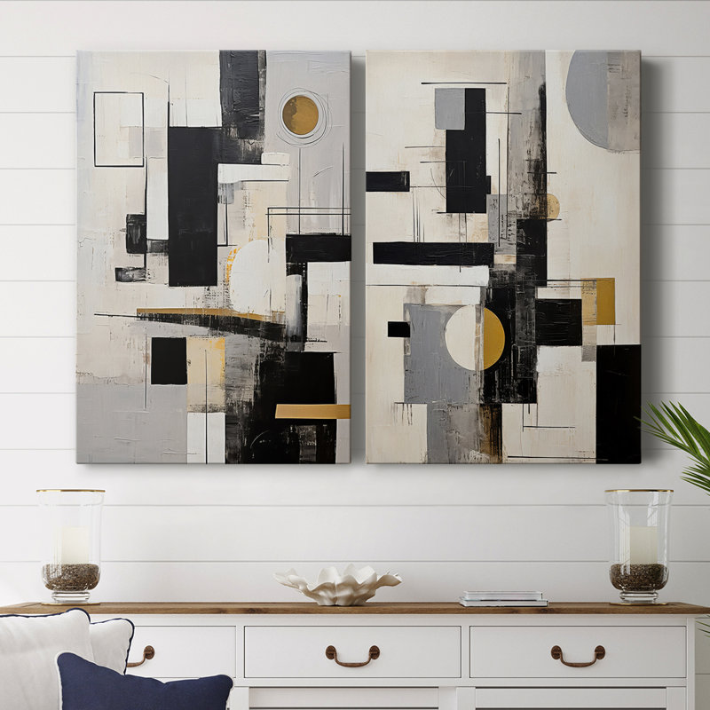 ABSTRACT Series CCCCLIXIX - Toile tendue avec châssis de qualité supérieure - Prêt à être accroché, H 18 po x l 24 po