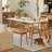 White + Burlywood Rectangular Solid Wood + Sintered Stone tabletop Dining Table-1706488322