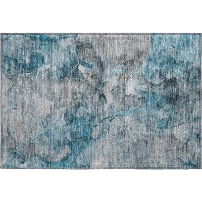 Premium Machine Washable Prisco Teal Rug