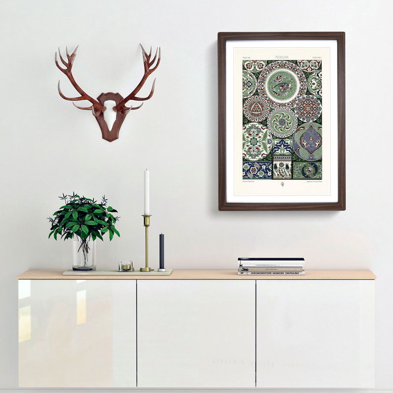 18th Century Persian Pattern by Albert Racinet - Picture Frame Painting Print, Walnut Framed, 36cm H x 27cm W x 2cm D