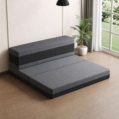 5-in-1 Convertible Floor Sofa Bed, 4 in/6 in Quad-Fold Memory Foam Futon Mattress, Dark Gray