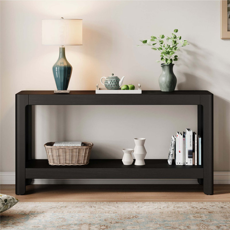 Console moderne de style campagnard, design minimaliste élégant avec placage en bois de qualité supérieure et coins arrondis