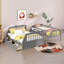Lit superposé simple au-dessus de double avec tiroirs, échelle et escalier de rangement, cadre de lit en bois, aucun sommier nécessaire-576215532