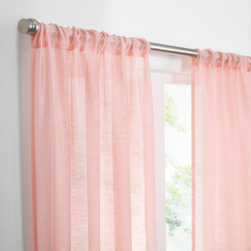Ground Length Yellow Sheer Polyester Rod Pocket Curtain Panel