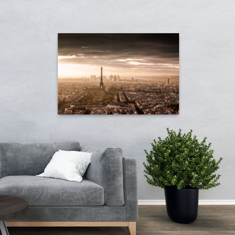 «Paris Golden Hour», reproduction d'art dramatique abstraite contemporaine, art mural, H 32 po x l 48 po