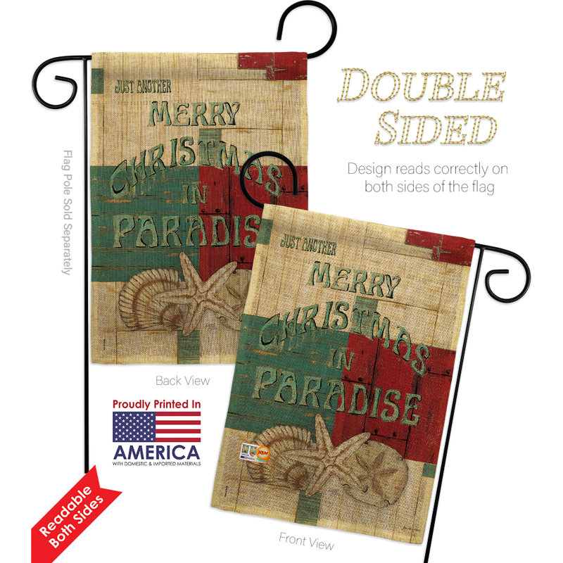 Ensemble de drapeaux en polyester 19 x 13 po Xmas in Paradise Winter Impressions, Toile de jute, Vert / Beige / rouge