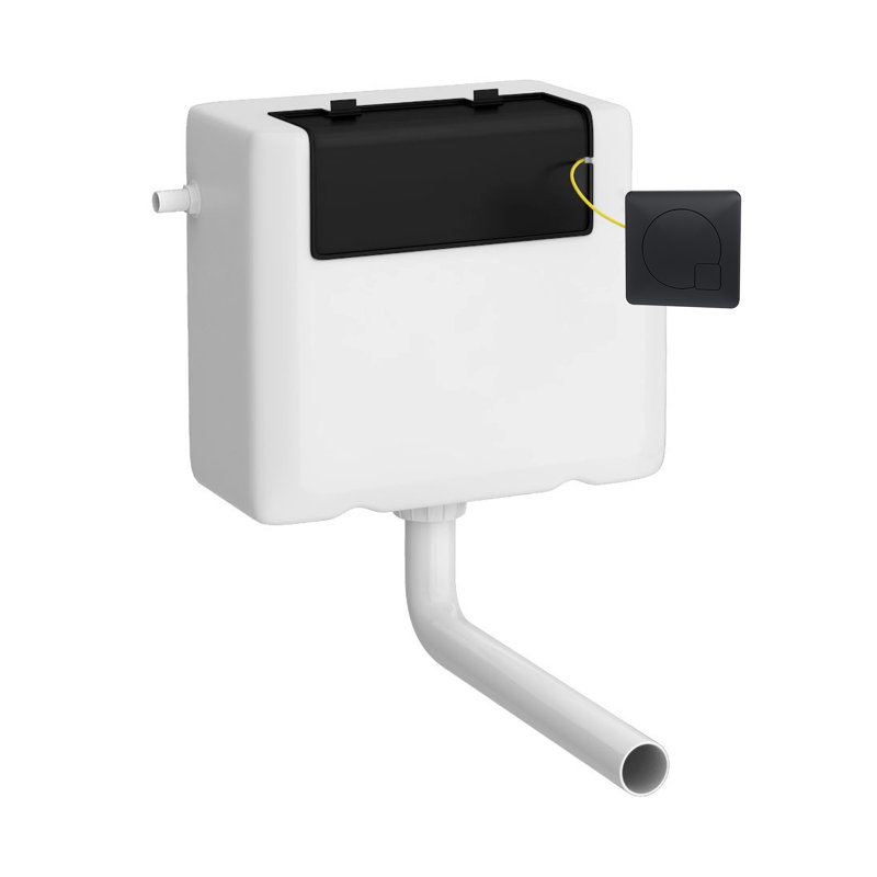 Universal Access Cistern & Black Square Flush Plate, Black