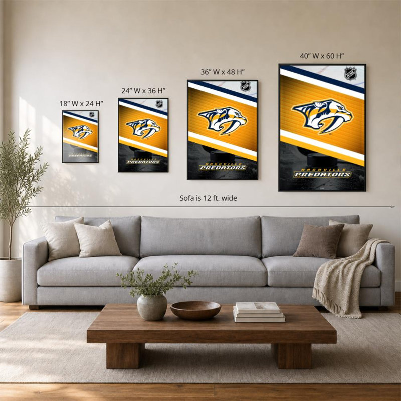 Décoration murale des Predators de Nashville NHL, H 36 po x l 24 po, Cadre plat flottant, Noir