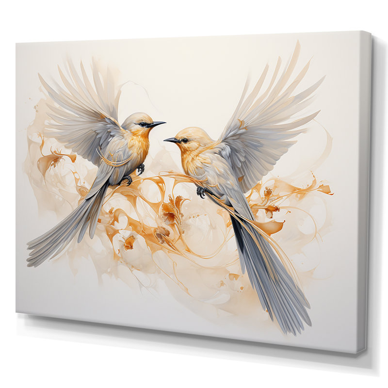 Birds Of Paradise And Flowers Harmony - Animals, reproduction d'art sur toile, H 30 po x l 40 po x P 1,5 po, Toile tendue