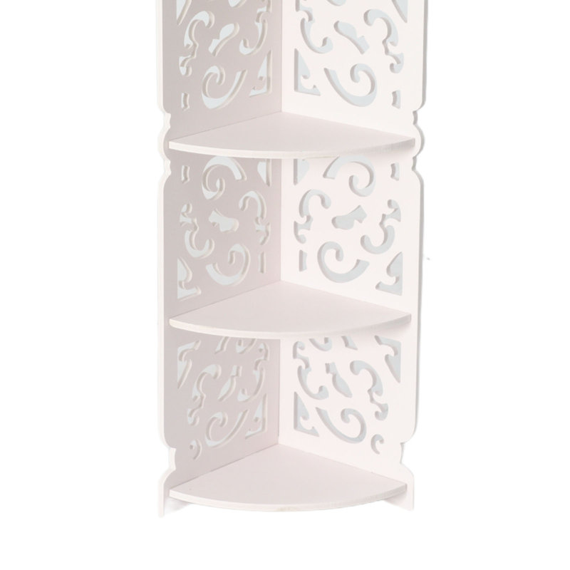 Étagère d'angle blanche creuse sculptée à 4 niveaux, bibliothèque, présentoir pour produits cosmétiques, étagère de salle de bain