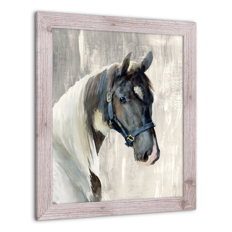 Cheval - peinture sur toile encadrée, Blanc