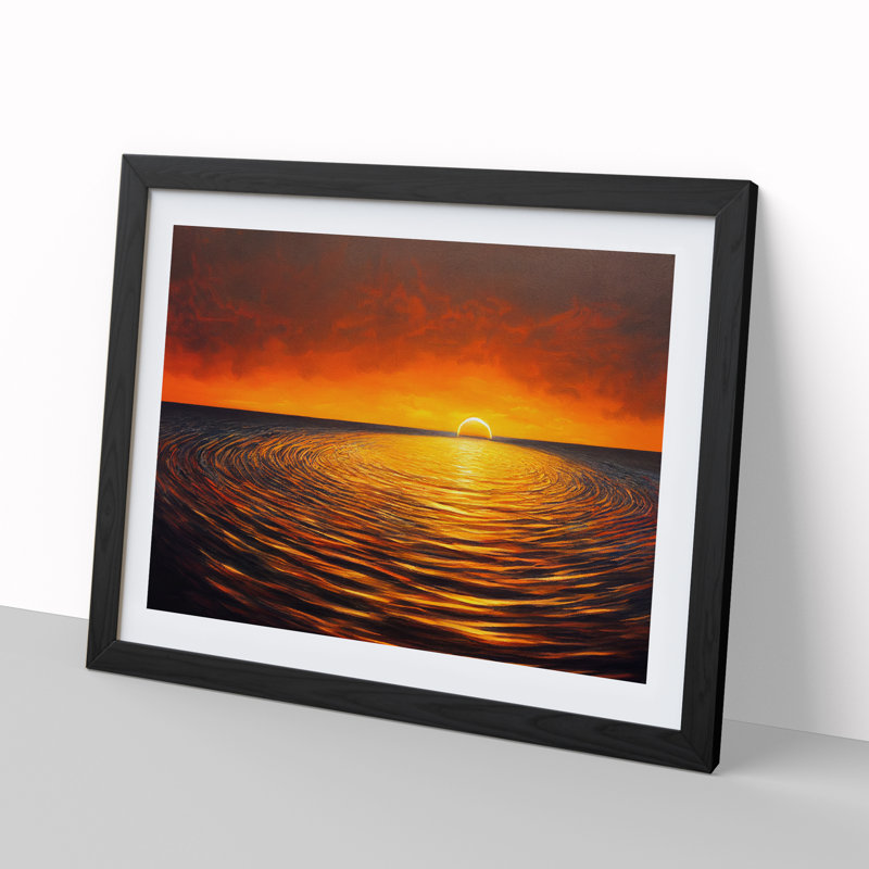 Fascinating Sunset Seascape - Framed Print, 25cm H x 34cm W x 2cm D, Black Framed