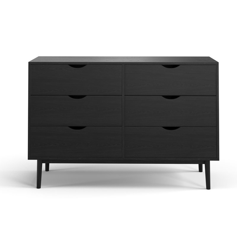 Indra 47.25'' W 6 - Drawer Dresser, Black