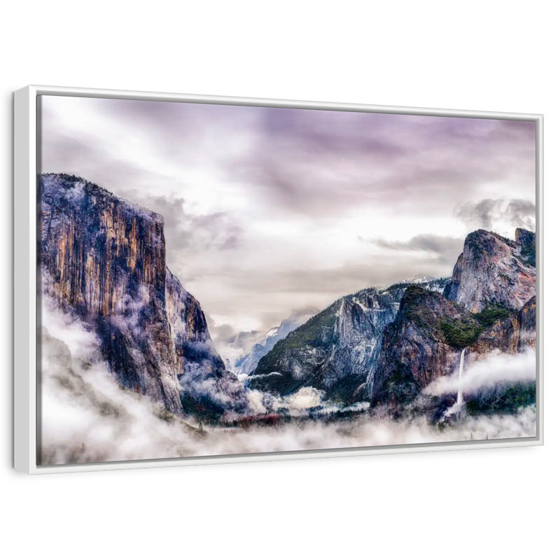 Canyons du parc national Yosemite, 19 po x 13 po, Cadre flottant blanc