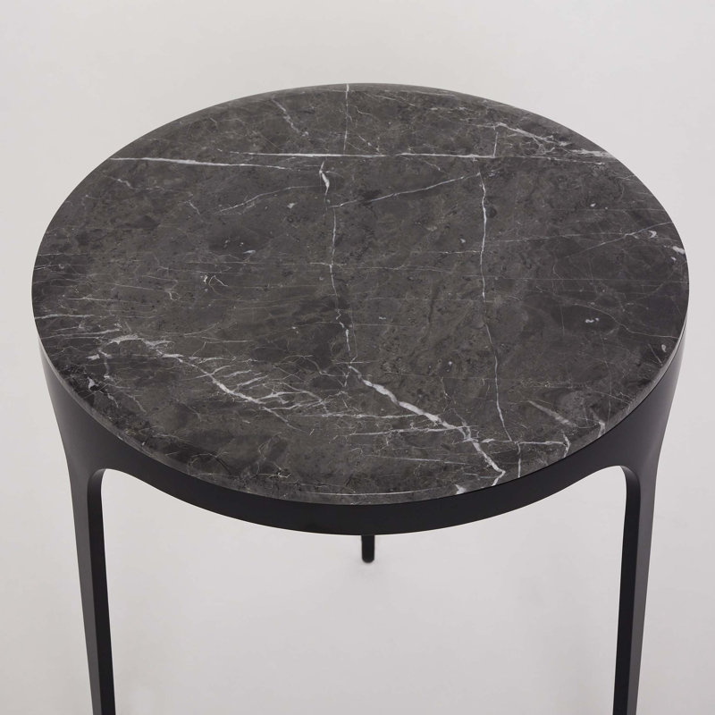 Camilla Marble End Table, Terra Brown, 26" H x 26" W x 26" D, Antique Bronze