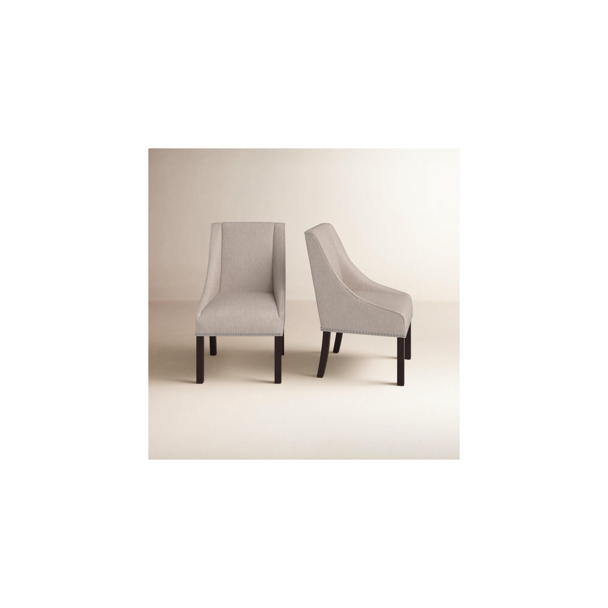 Sorrento Linen Upholstered Arm Chair, Espresso, Oyster