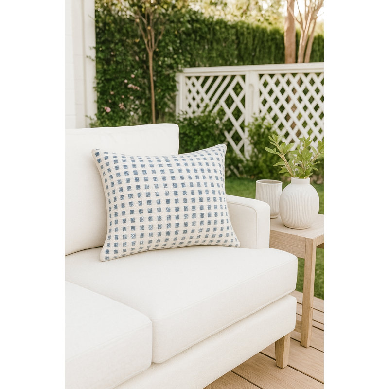 Pure Green Harbor Tweed Indoor Outdoor Pillow Cover 20x20, Dark Blue, Rectangle 14"H x 20"W, Polyester